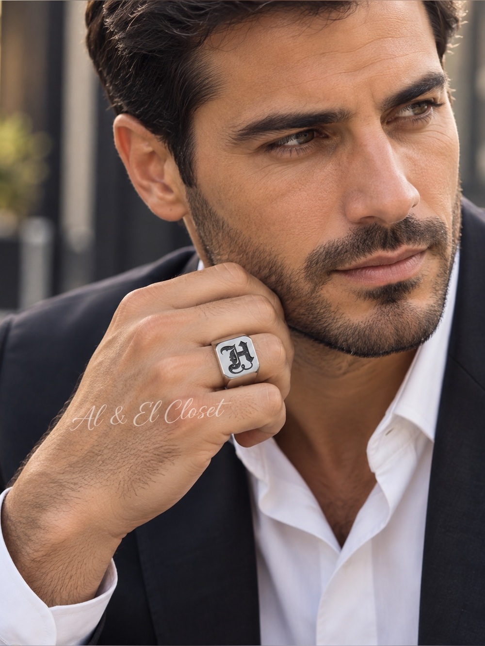 Men’s Stainless Steel Initial H Signet Ring Size 9 Engraved Handmade NWT